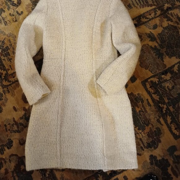 H & M Cream Wool Blend Boucle Zip Front Trench EU 32/ 2 US - Picture 10 of 11
